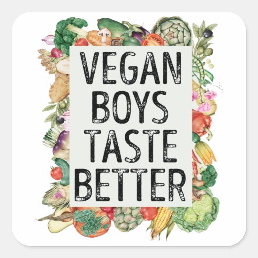 veganjongens smeren beter vierkante sticker (Voorkant)