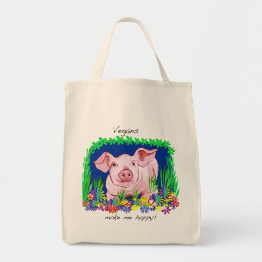 Vegans maken me blij met Grocery Canvas tas (Voorkant)