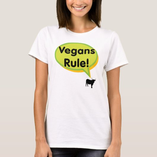 Vegans Rule! Groen design T-shirt (Voorkant)