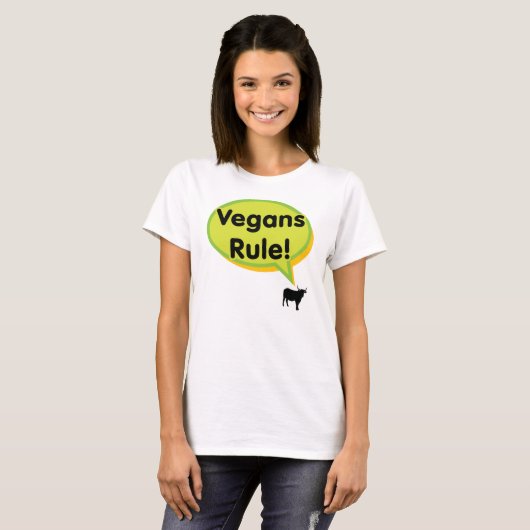 Vegans Rule! Groen design T-shirt (Voorkant volledig)