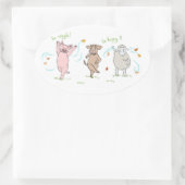 Vegansticker: varken, koeien en schapen ovale sticker (Tas)