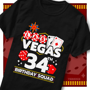 Vegas 34e verjaardag Squad Casino Feestje T-shirt