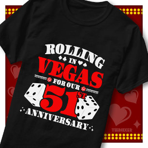 Vegas 51ste Verjaardag Koppel Casino Rollende Dobb T-shirt