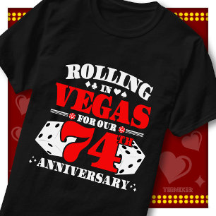 Vegas 74e Verjaardag Koppel Casino Rollende Dobbel T-shirt