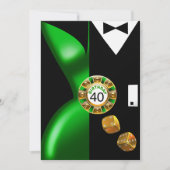 Vegas Art Deco Swank 40th Birthday green black Kaart (Voorkant)
