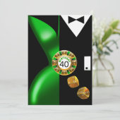 Vegas Art Deco Swank 40th Birthday green black Kaart (Staand voorkant)