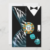 Vegas Art Deco Zebra Swank 15th Birthday Kaart (Voorkant)