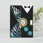 Vegas Art Deco Zebra Swank 21st Birthday Kaart (Staand voorkant)