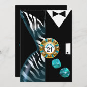 Vegas Art Deco Zebra Swank 21st Birthday Kaart (Voorkant / Achterkant)