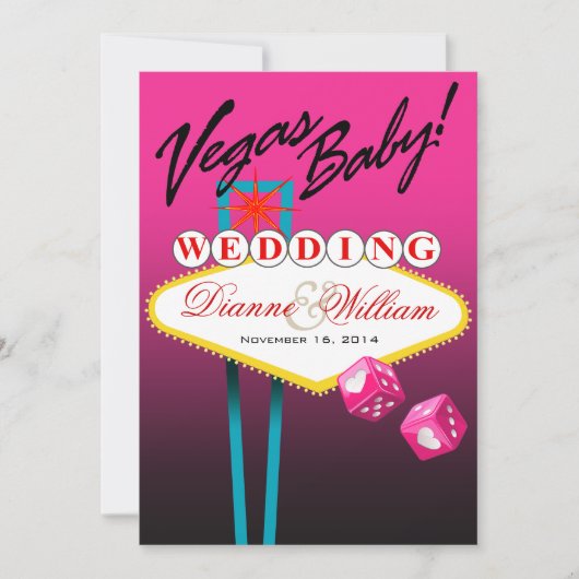 Vegas Baby. Sla de Date fuschia op Save The Date (Voorkant)
