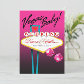 Vegas Baby. Sla de Date fuschia op Save The Date (Staand voorkant)