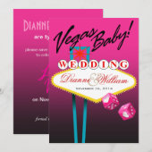 Vegas Baby. Sla de Date fuschia op Save The Date (Voorkant / Achterkant)