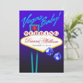 Vegas Baby. Weddenschap Opslaan Datum blauw Save The Date (Staand voorkant)