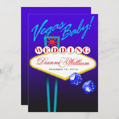 Vegas Baby. Weddenschap Opslaan Datum blauw Save The Date (Voorkant / Achterkant)