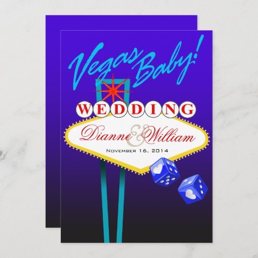 Vegas Baby. Weddenschap Opslaan Datum blauw Save The Date (Voorkant / Achterkant)