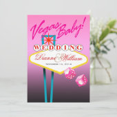 Vegas Baby. Weddenschap Sla de datum roze op Save The Date (Staand voorkant)