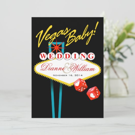 Vegas Baby. Weddenschap Sla de datum zwart op Save The Date (Staand voorkant)