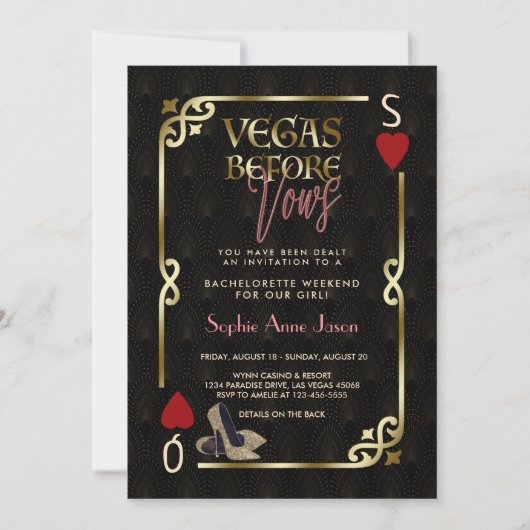 Vegas Before Vows Casino Great Gatsby Bachelorette Kaart (Voorkant)
