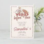 Vegas Before Vows Casino Lucky Modern Bachelorette Kaart (Staand voorkant)