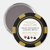 Vegas Black Gold Poker Chip Wedding Save the Date Magneet (Voorkant / Achterkant)