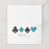Vegas Blauwgroen Glitter en Black Place Card Plaatskaartje (Buitenkant ongevouwen)