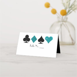 Vegas Blauwgroen Glitter en Black Place Card Plaatskaartje