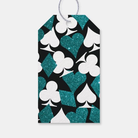 Vegas Blauwgroen Glitter en Zwart Dank je Gift Lab Cadeaulabel (Achterkant)