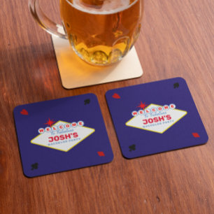 Vegas Bord Middernacht Blauw Gepersonaliseerd Kartonnen Onderzetters