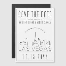 Vegas Bruiloft | Gestileerde Silhouet 'Save the Da Magnetische Uitnodiging