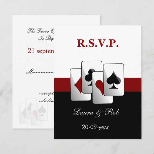 Vegas bruiloft-kaarten RSVP kaartje (Voorkant / Achterkant)