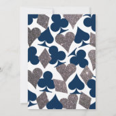 Vegas Bruiloft Marine Blauw Zilveren Faux Glitter Kaart (Achterkant)
