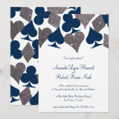 Vegas Bruiloft Marine Blauw Zilveren Faux Glitter Kaart (Voorkant / Achterkant)
