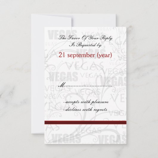 Vegas bruiloft rsvp kaarten standaard 3.5 x 5 (Achterkant)