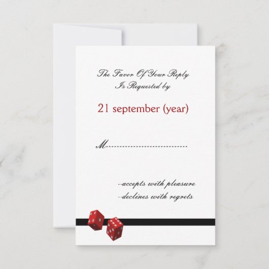 Vegas bruiloft rsvp kaarten standaard 3.5 x 5 kaartje (Achterkant)