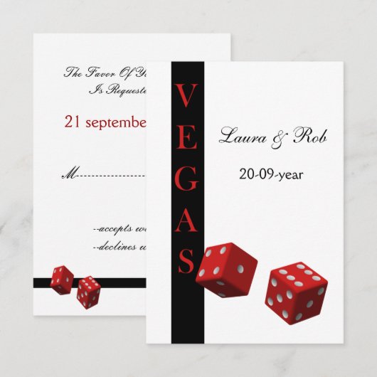 Vegas bruiloft rsvp kaarten standaard 3.5 x 5 kaartje (Voorkant / Achterkant)