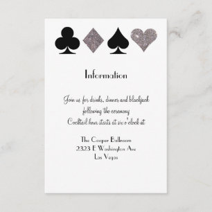 Vegas Bruiloft Zwart en Zilver Extra Info Kaart