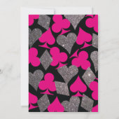 Vegas Bruiloft Zwart Heet Roze Zilver Faux Glitter Kaart (Achterkant)