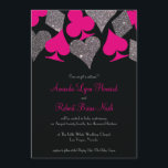 Vegas Bruiloft Zwart Heet Roze Zilver Faux Glitter Kaart<br><div class="desc">**Hot roze kan worden veranderd in ELKE KLEUR! Gebruik de knop "Aanpassen" en de kleurenkiezer van het ontwerpgereedschap voor totale aanpassing. GEEN ECHTE GLITTER, een foto van echte glitter werd gebruikt voor de zilveren glitter graphics** Deze bruiloft uitnodiging is perfect voor een Las Vegas viering en beschikt over faux zilveren...</div>