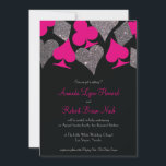 Vegas Bruiloft Zwart Heet Roze Zilver Faux Glitter Kaart<br><div class="desc">**Hot roze kan worden veranderd in ELKE KLEUR! Gebruik de knop "Aanpassen" en de kleurenkiezer van het ontwerpgereedschap voor totale aanpassing. GEEN ECHTE GLITTER, een foto van echte glitter werd gebruikt voor de zilveren glitter graphics** Deze bruiloft uitnodiging is perfect voor een Las Vegas viering en beschikt over faux zilveren...</div>