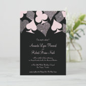 Vegas Bruiloft Zwart Roze en Zilveren Faux Glitter Kaart (Staand voorkant)