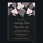 Vegas Bruiloft Zwart Roze en Zilveren Faux Glitter Kaart<br><div class="desc">** Bleek roze kan worden veranderd in ELKE KLEUR! Gebruik de knop "Aanpassen" en de kleurenkiezer van het ontwerpgereedschap voor totale aanpassing. GEEN ECHTE GLITTER, een foto van echte glitter werd gebruikt voor de zilveren glitter graphics** Deze bruiloft uitnodiging is perfect voor een Las Vegas viering en beschikt over faux...</div>