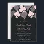 Vegas Bruiloft Zwart Roze en Zilveren Faux Glitter Kaart<br><div class="desc">** Bleek roze kan worden veranderd in ELKE KLEUR! Gebruik de knop "Aanpassen" en de kleurenkiezer van het ontwerpgereedschap voor totale aanpassing. GEEN ECHTE GLITTER, een foto van echte glitter werd gebruikt voor de zilveren glitter graphics** Deze bruiloft uitnodiging is perfect voor een Las Vegas viering en beschikt over faux...</div>