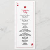 Vegas Casino Ace of Hearts Cards Huwelijksprogramm Programmakaart (Achterkant)