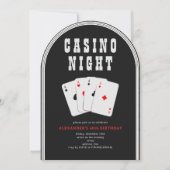 Vegas Casino Blackjack Poker Night Black Party Kaart (Voorkant)