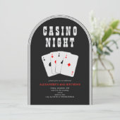 Vegas Casino Blackjack Poker Night Black Party Kaart (Staand voorkant)