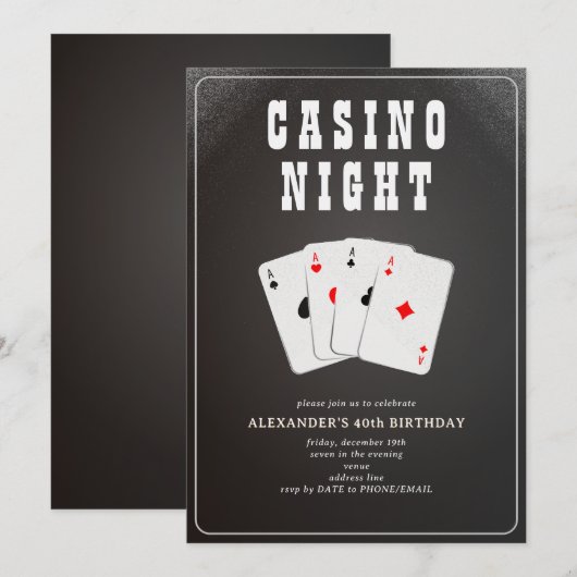 Vegas Casino Blackjack Poker Night Party Kaart (Voorkant / Achterkant)