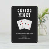 Vegas Casino Blackjack Poker Night Zwarte Feest Kaart (Staand voorkant)