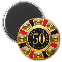 Vegas Casino Chip 50e verjaardag | rood goud zwart