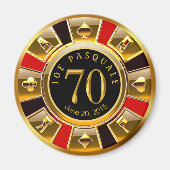 Vegas Casino Chip 70e verjaardag | rood goud zwart Magneet (Voorkant)