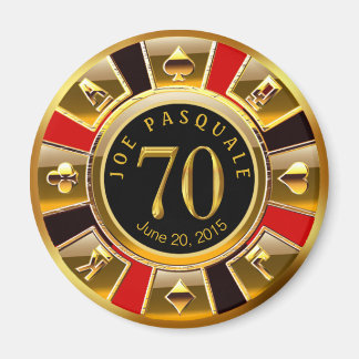 Vegas Casino Chip 70e verjaardag | rood goud zwart Magneet